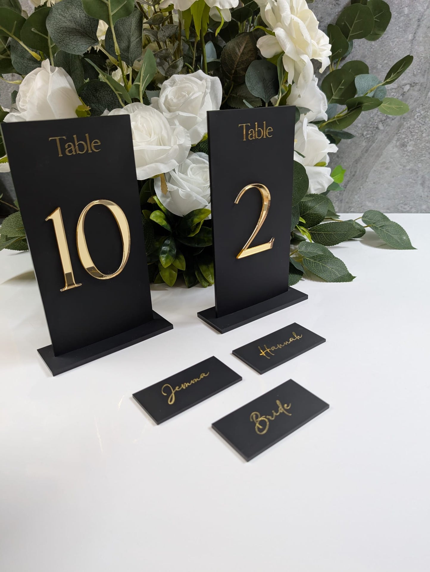 Elegant Acrylic Table Numbers with Gold or Silver Mirror Accent