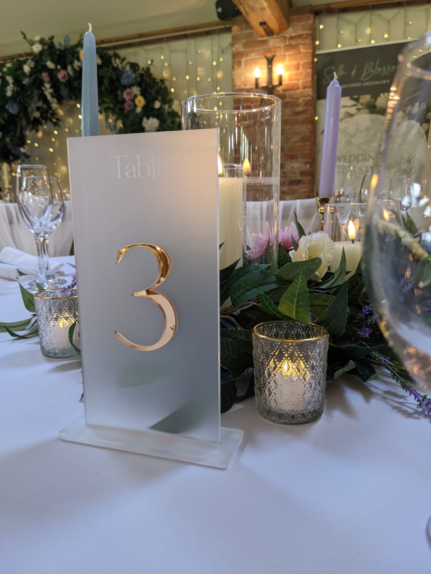 Elegant Acrylic Table Numbers with Gold or Silver Mirror Accent