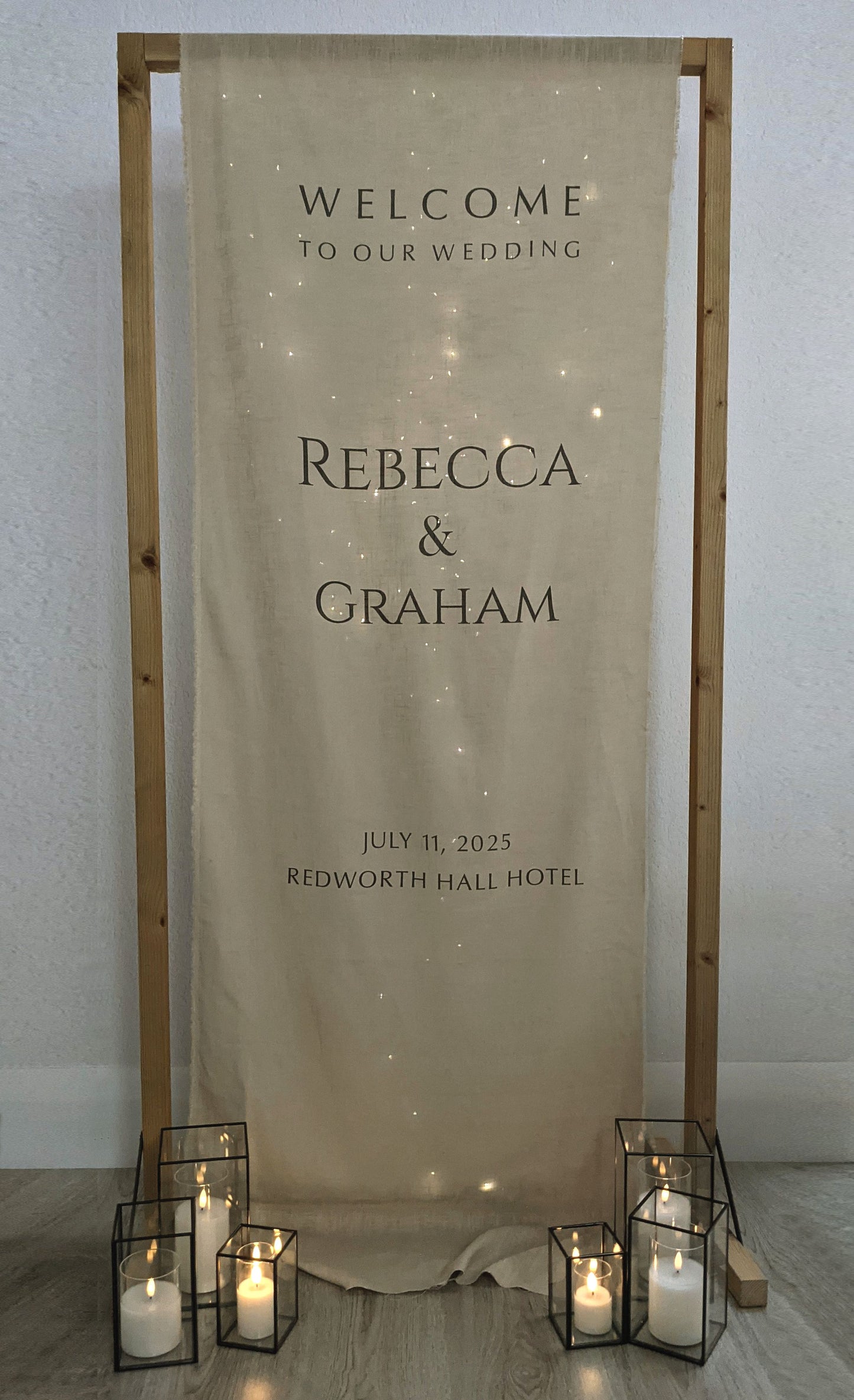 Linen Wedding Welcome Sign.