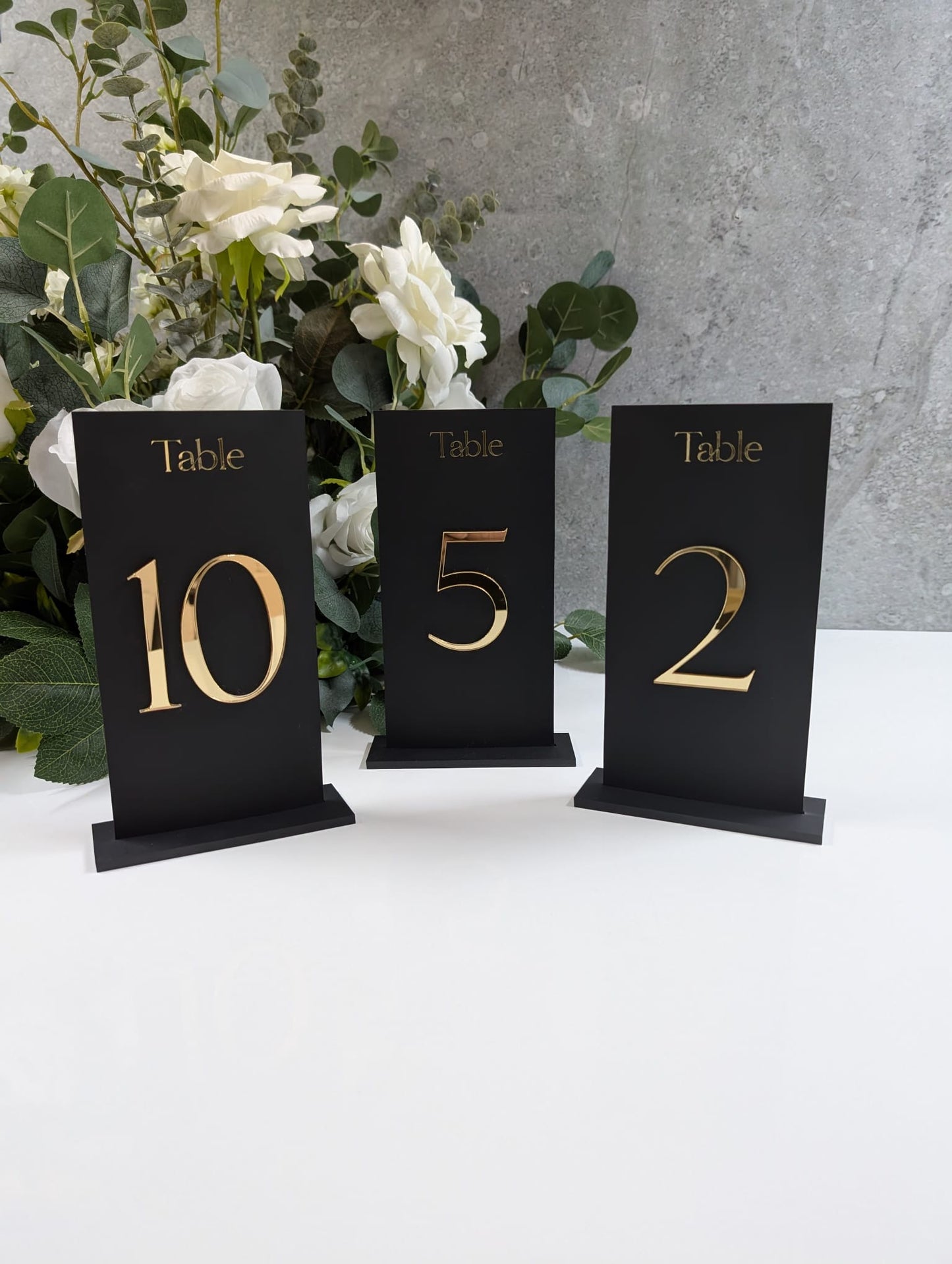 Elegant Acrylic Table Numbers with Gold or Silver Mirror Accent