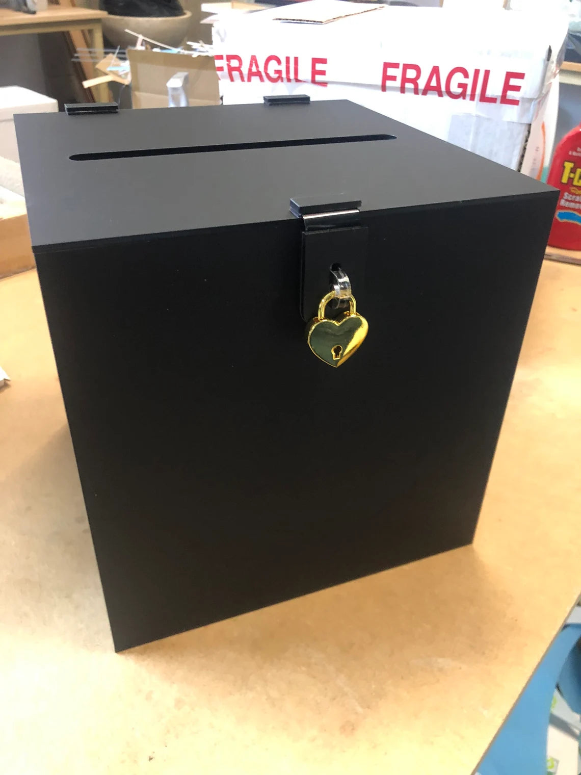 Handmade Acrylic Wedding Card Box (Not Flat Packed) Complete With Lock And Key - Many Colour Options
