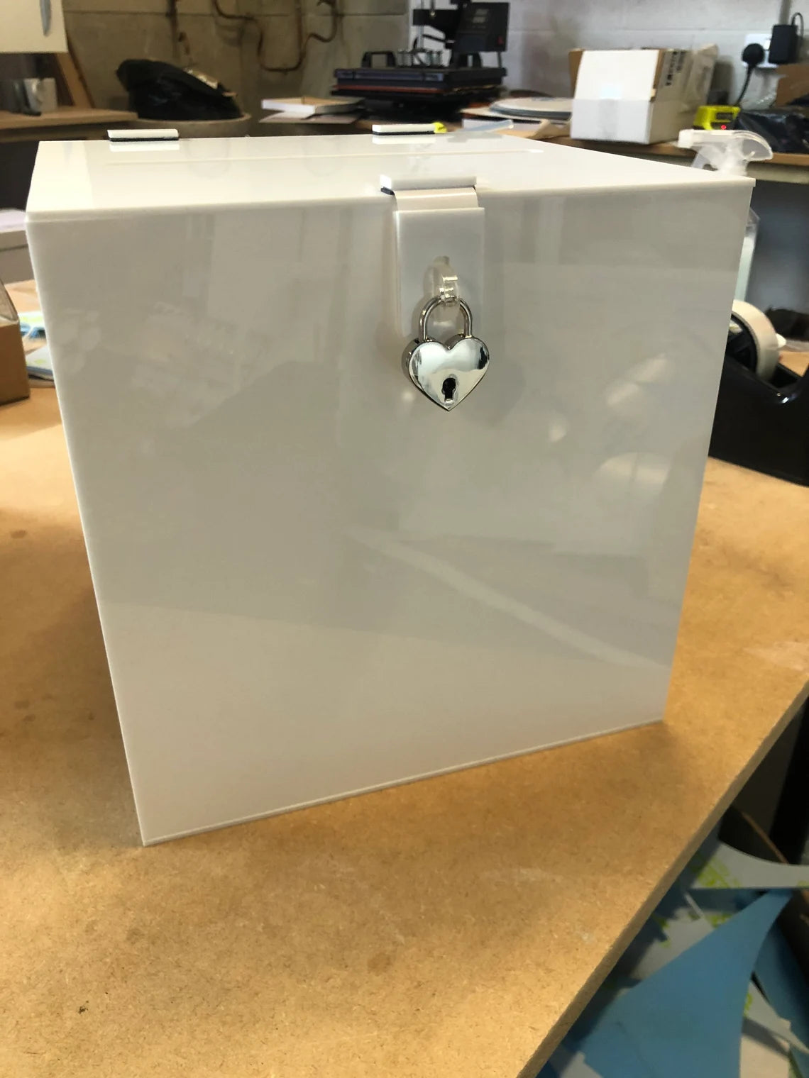 Handmade Acrylic Wedding Card Box (Not Flat Packed) Complete With Lock And Key - Many Colour Options