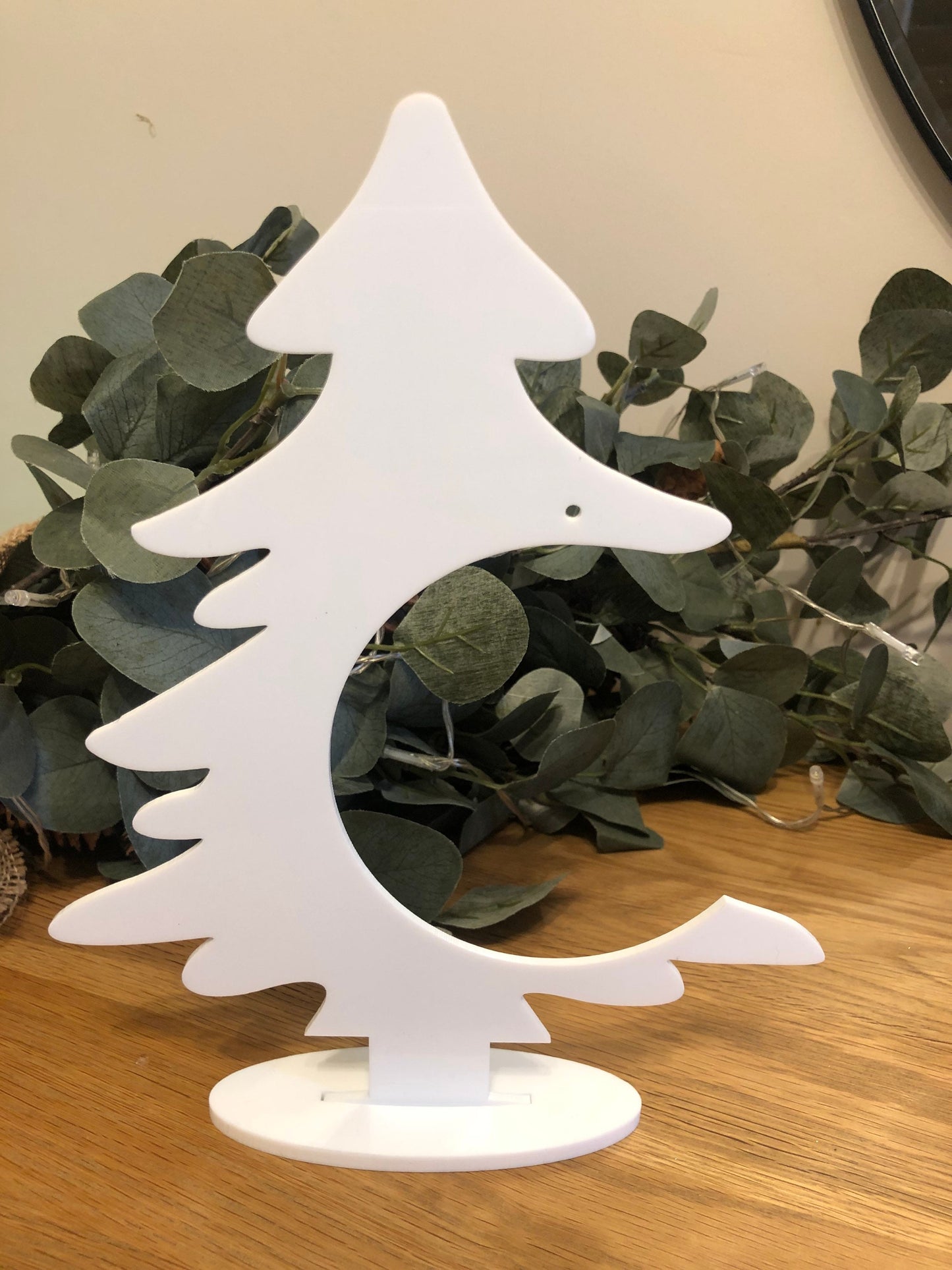Acrylic Blank Christmas Tree Plus Stand With Optional Bauble. Perfect To Display That Special Bauble Or Memorial.