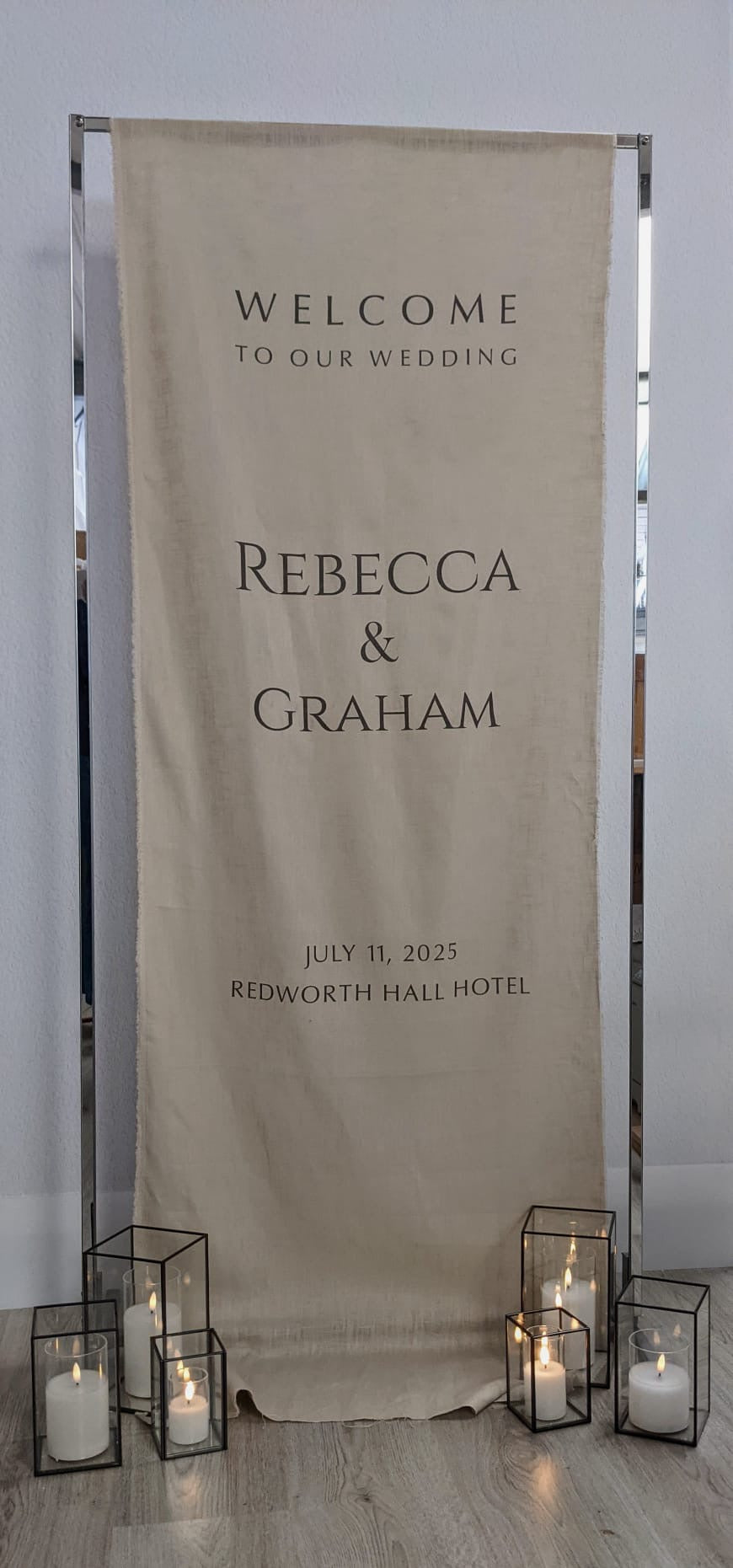 Linen Wedding Welcome Sign.