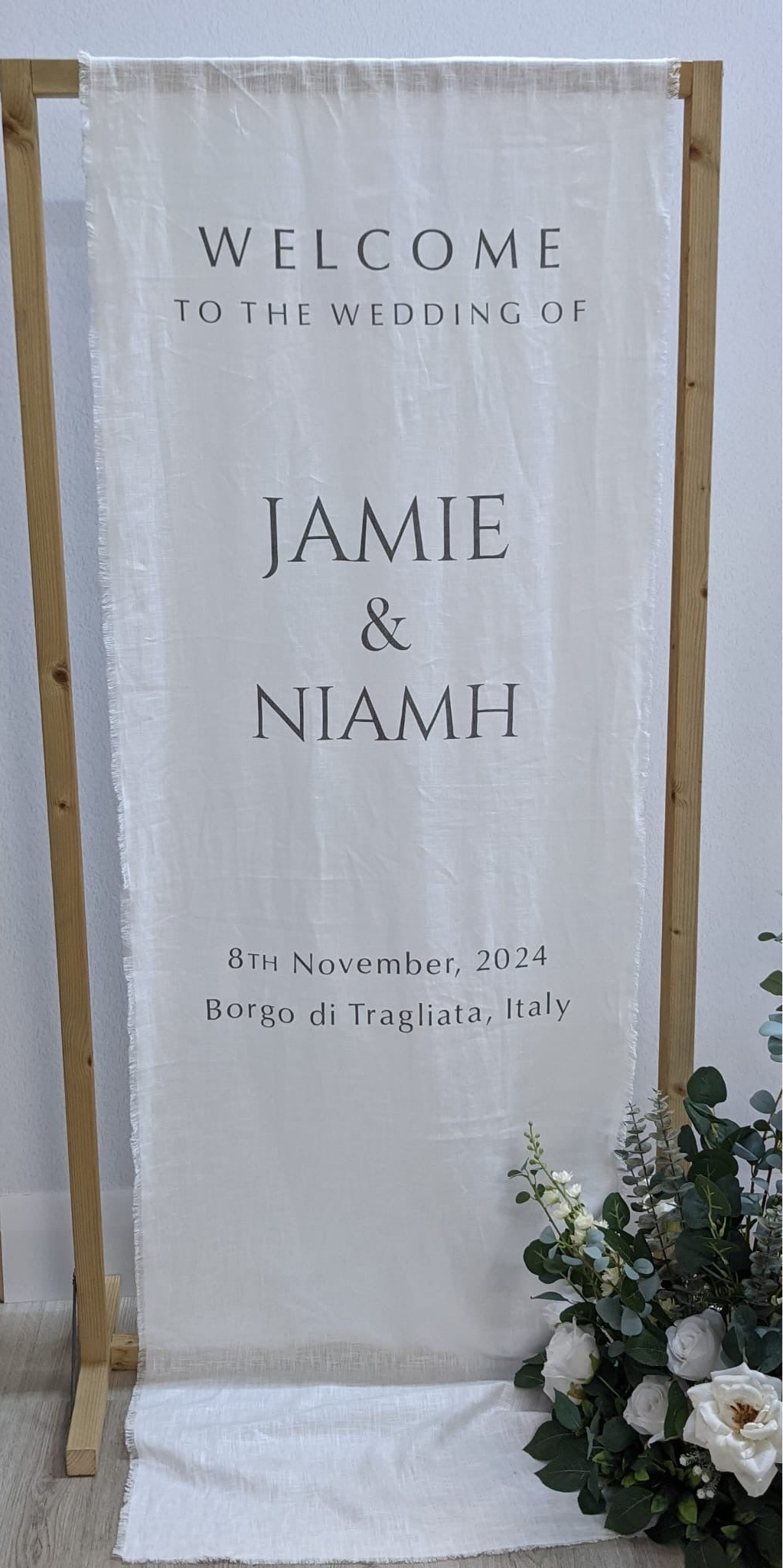 Linen Wedding Welcome Sign.