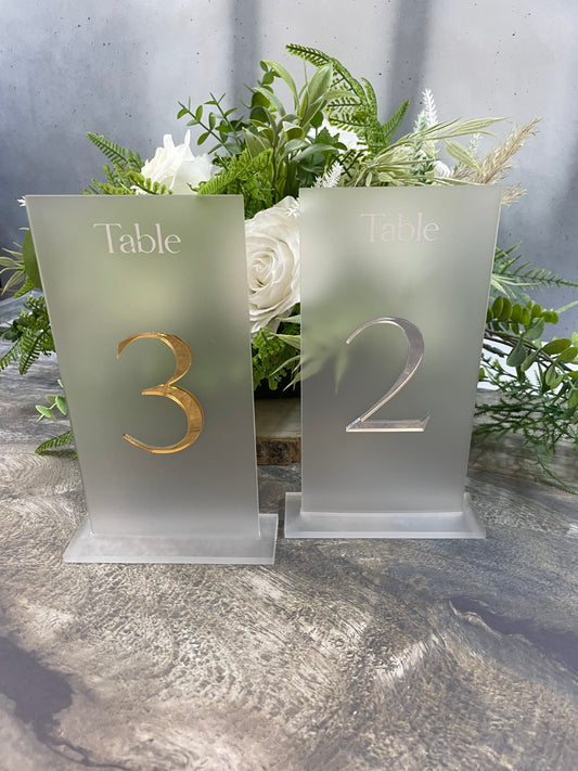 Elegant Acrylic Table Numbers with Gold or Silver Mirror Accent