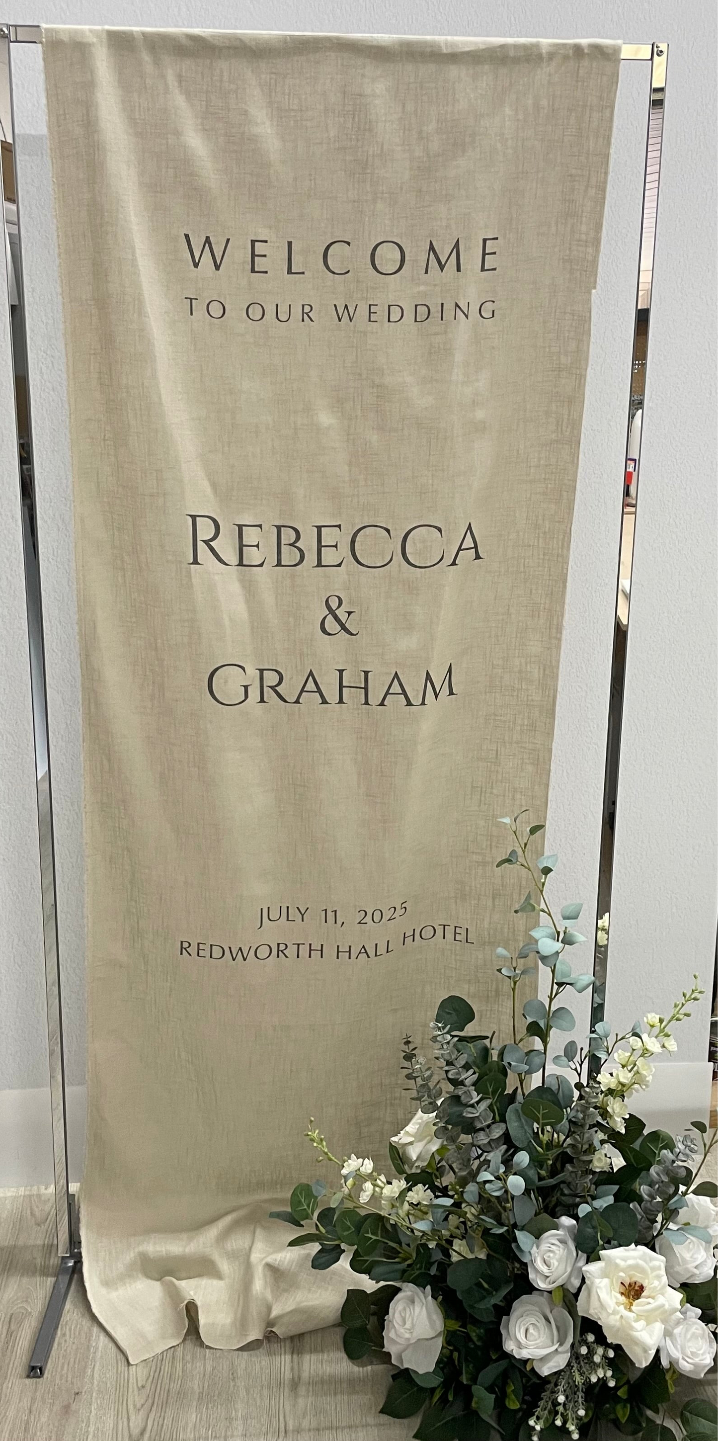 Linen Wedding Welcome Sign.