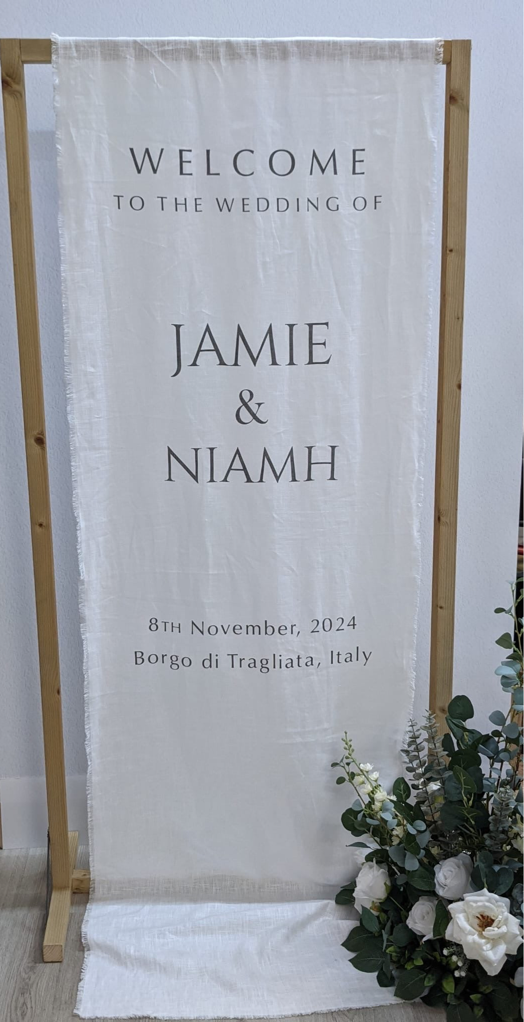 Linen Wedding Welcome Sign.