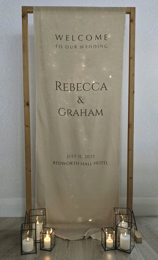 Linen Wedding Welcome Sign.