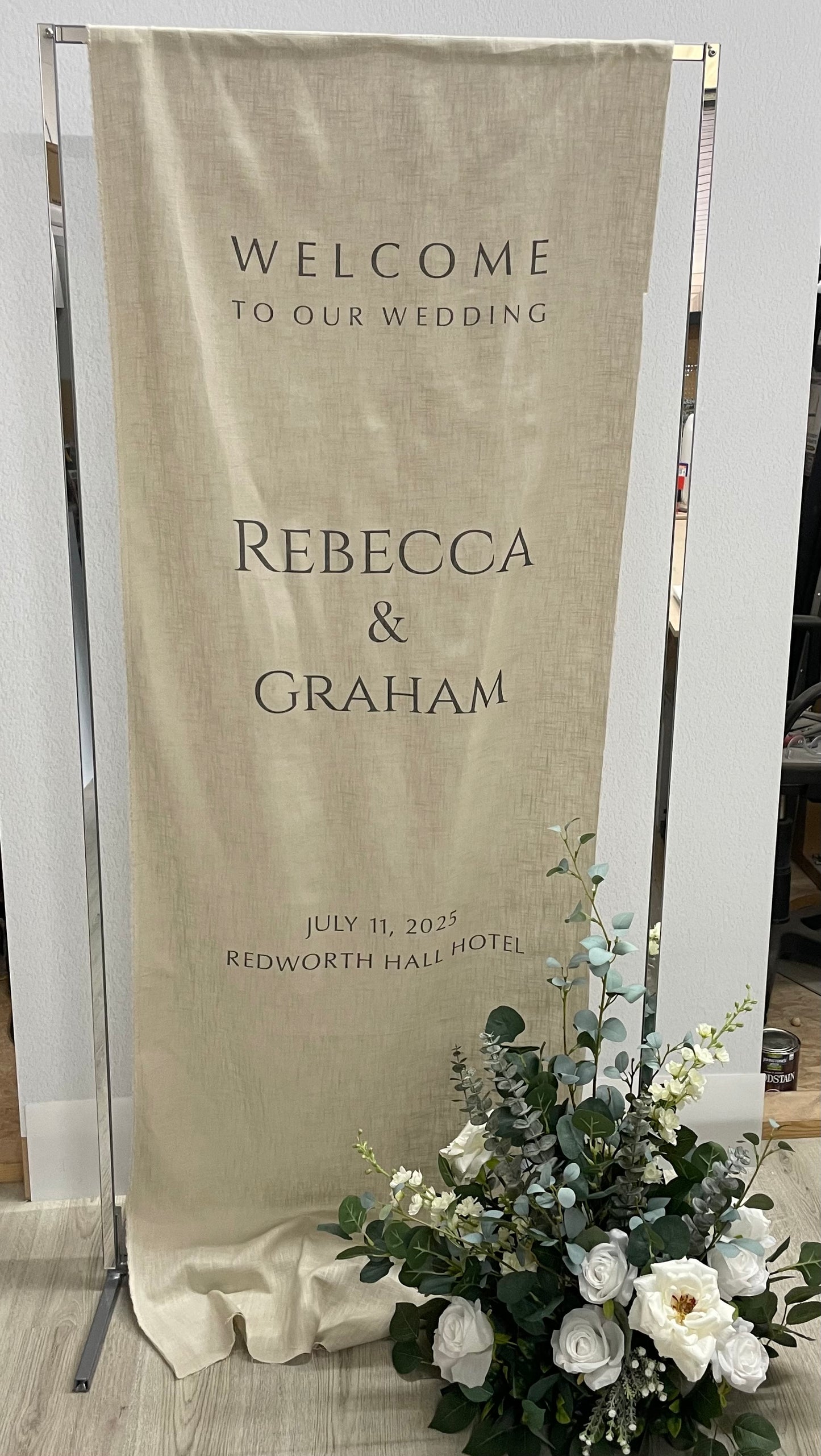 Linen Wedding Welcome Sign.
