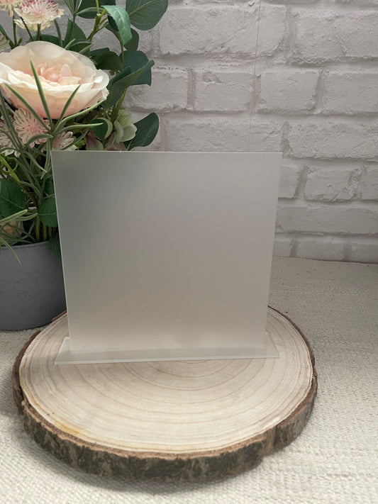 Frosted Square Table Plaque with Stand