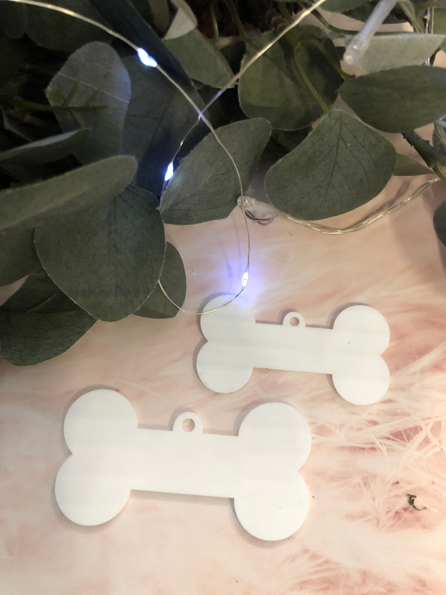 Acrylic Dog Bone Shaped Bauble Perfect For Christmas Gift Or Pet Gift At Any Time Of Year.